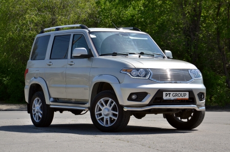 Защита заднего бампера двойная угловая d51/63мм UAZ Patriot (нерж)